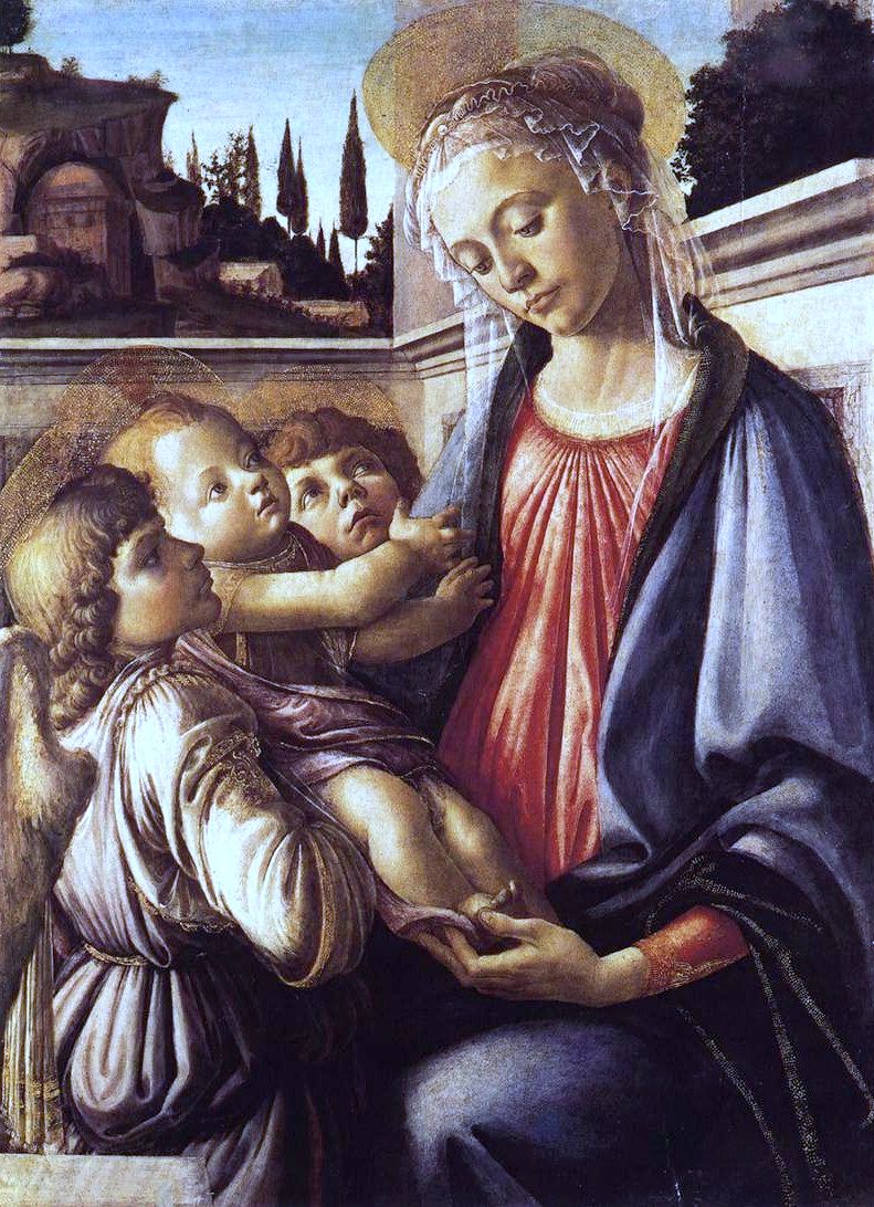 Jomfruen med barnet og to engler - Sandro Botticelli
