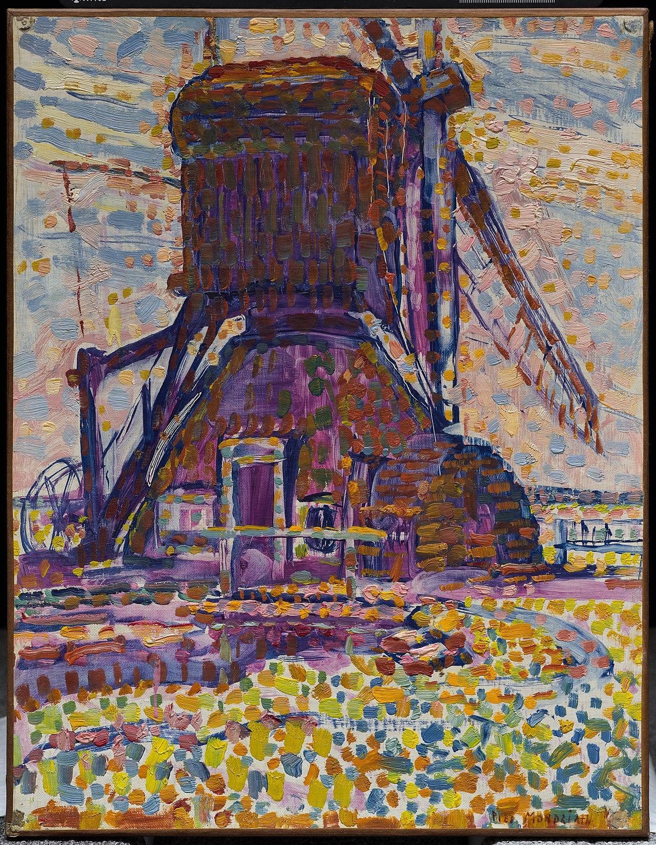 Møllen i Winkel, pointillistisk versjon - Piet Mondrian