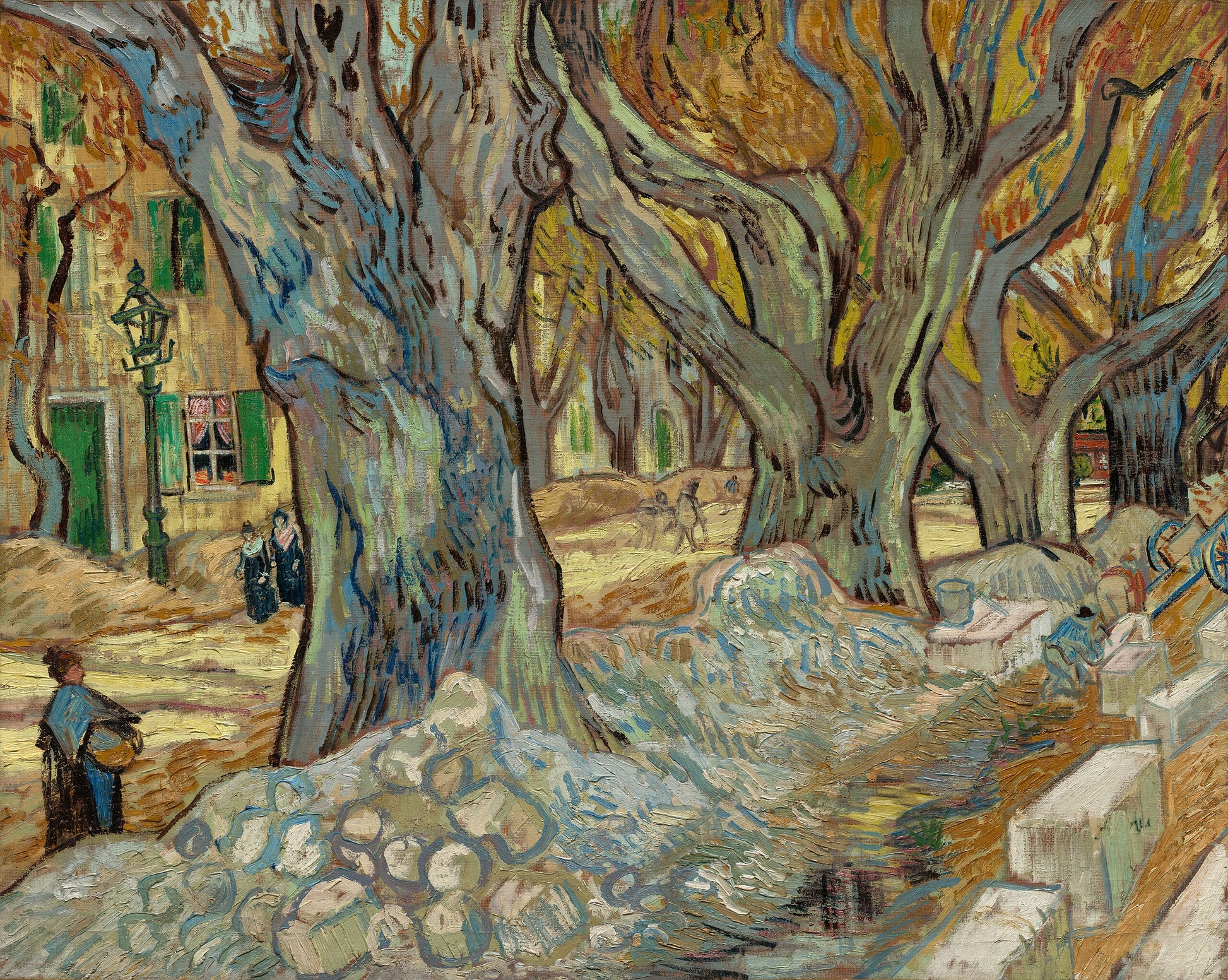 De store platantrærne (Veiarbeidere i Saint-Rémy) - Vincent van Gogh