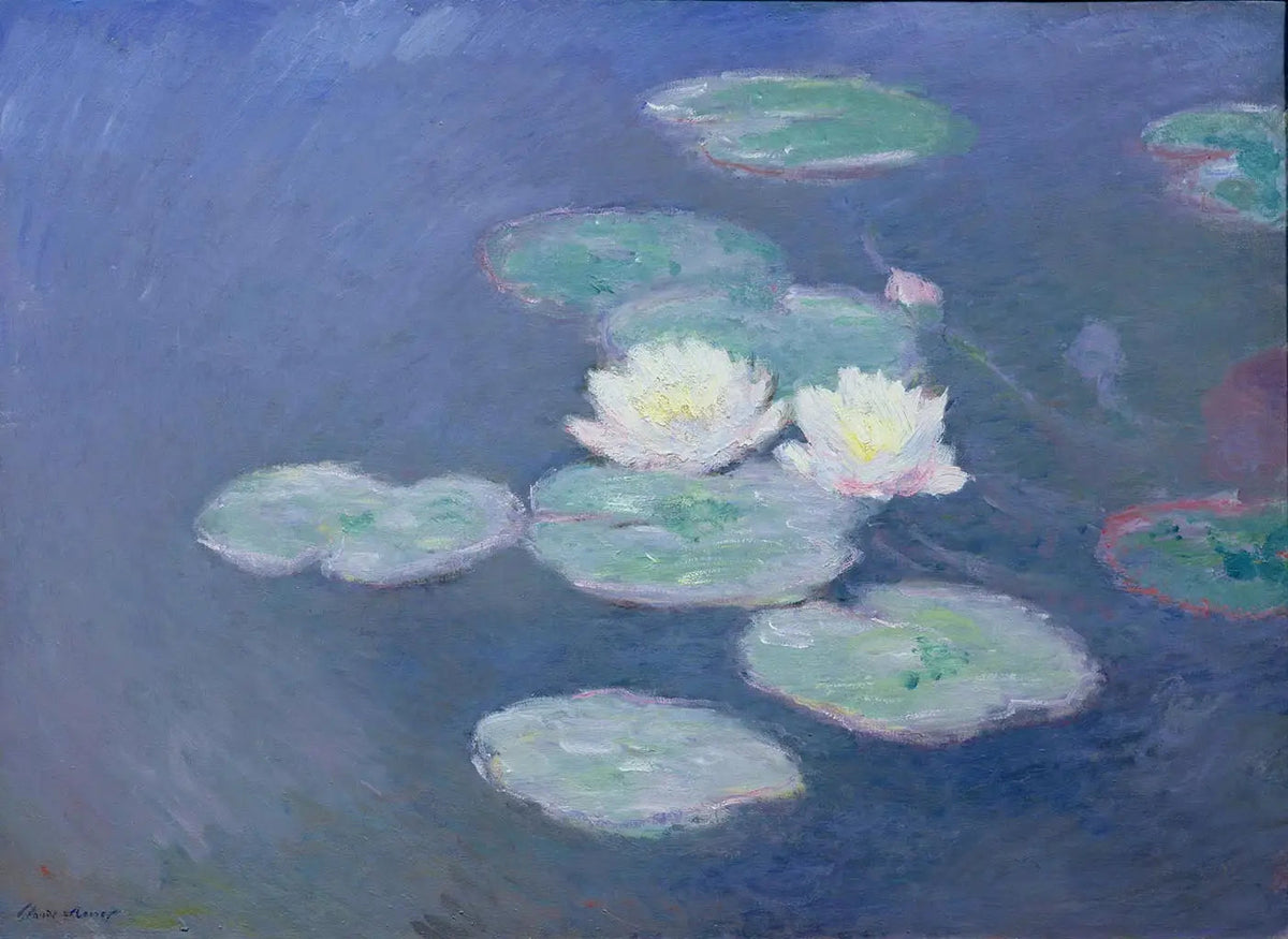 Nymphéas effet du soir de Claude Monet, œuvre sombre évoquant le roman Nymphéas noirs