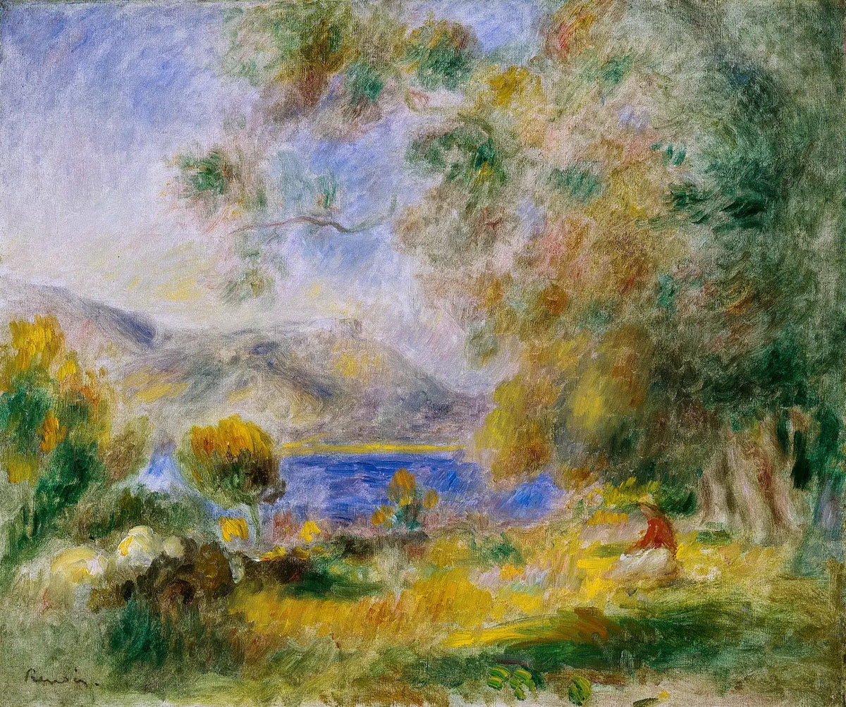 Près de Cagnes - Pierre-Auguste Renoir, paysage tardif peint à Cagnes-sur-Mer, reproduction peinte à la main à l'huile sur toile par Alpha Reproduction