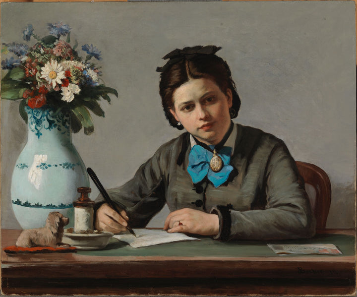 Ung jente som skriver - Adolf von Becker