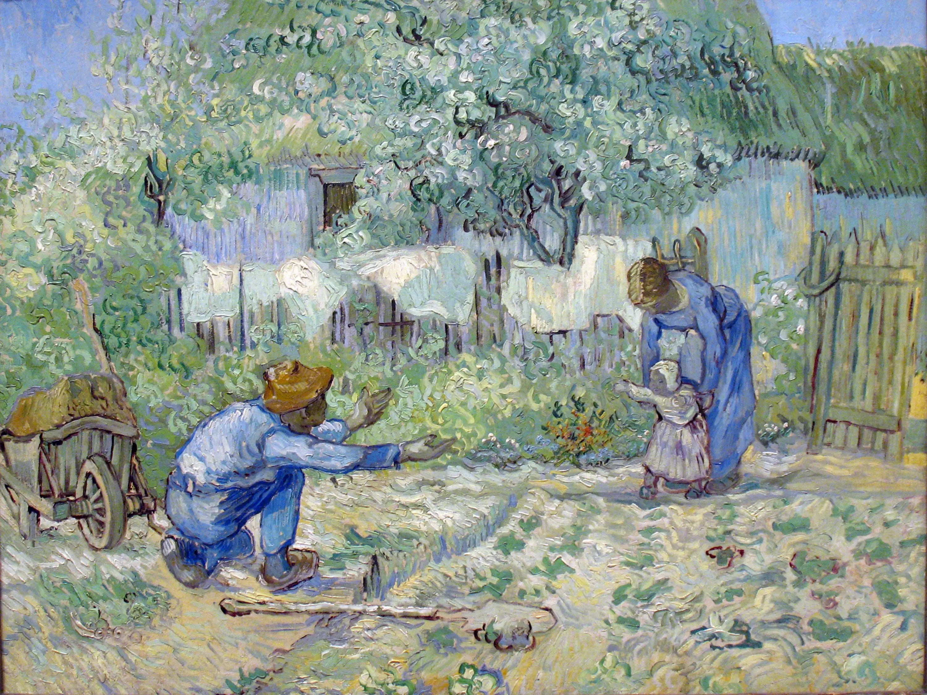 Reproduction du tableau « Premiers pas, d'après Millet - Vincent van Gogh » par Alpha Reproduction en peinture à l’huile