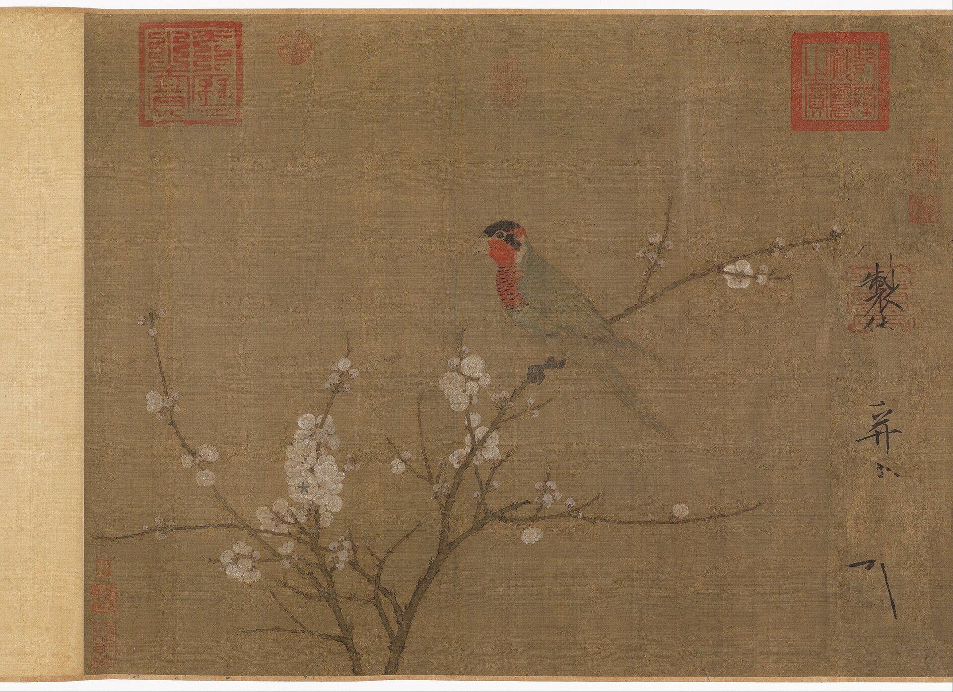 Perruche aux cinq couleurs, Empereur Huizong, vers 1110 — peinture chinoise
