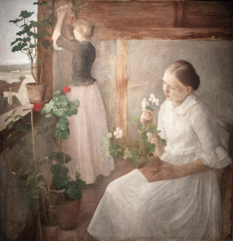 Jeunes filles soignant les fleurs - Károly Ferenczy