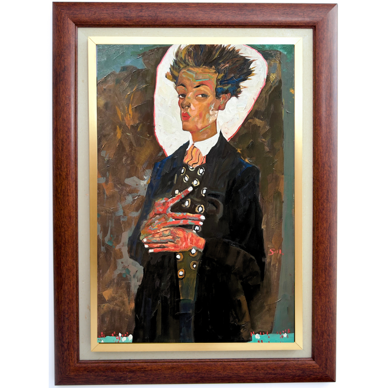 Selvportrett med vest - Egon Schiele