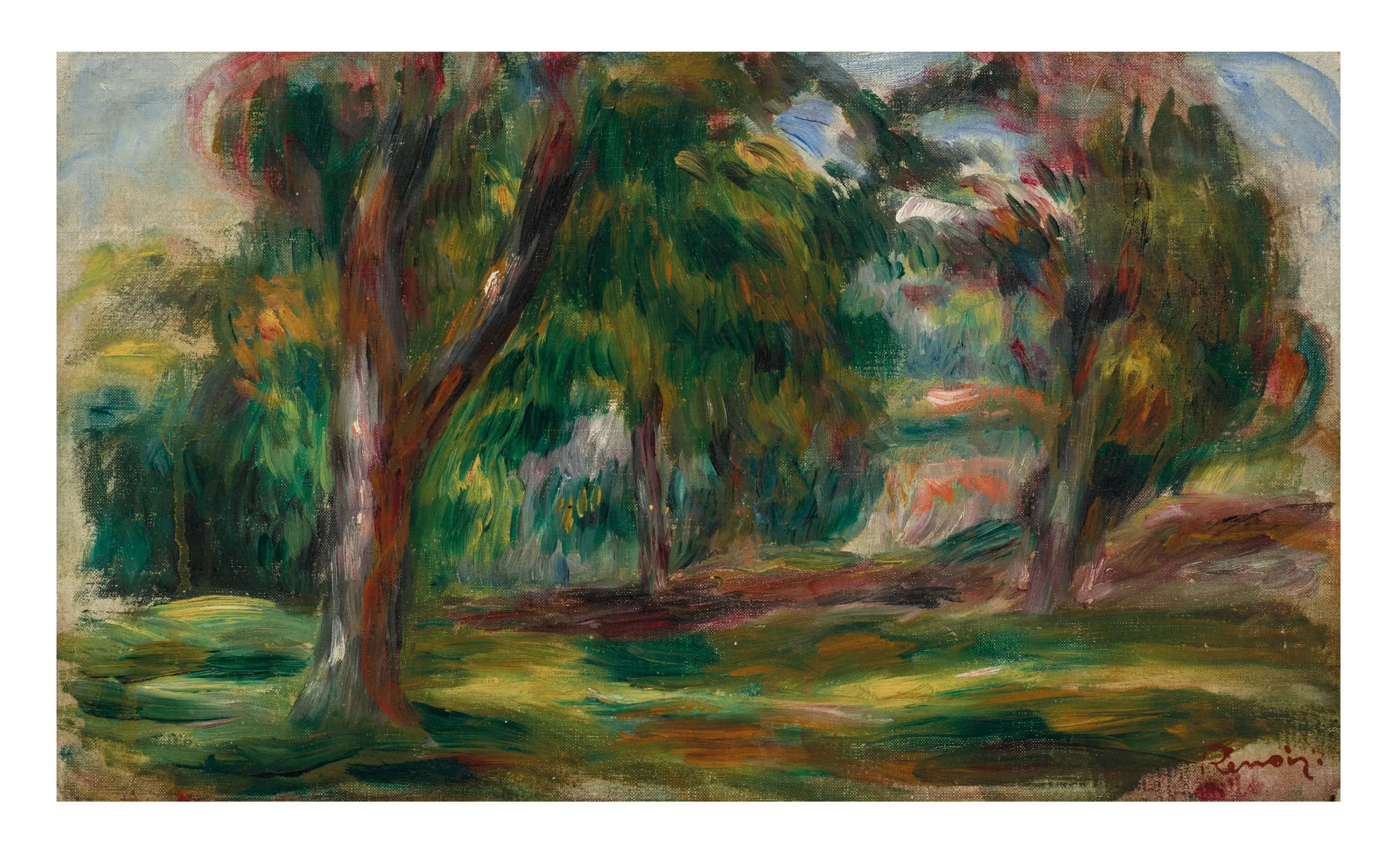 Reproduction du tableau « pré et arbres - Pierre-Auguste Renoir » par Alpha Reproduction en peinture à l’huile