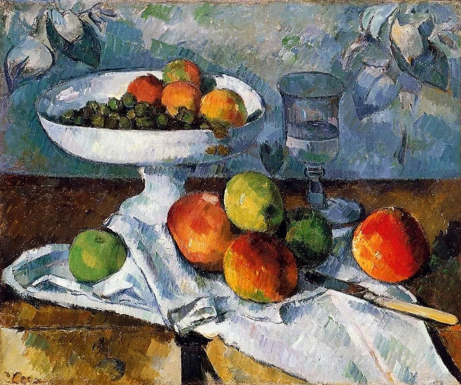 Fruktskål, Glass og Epler - Paul Cézanne