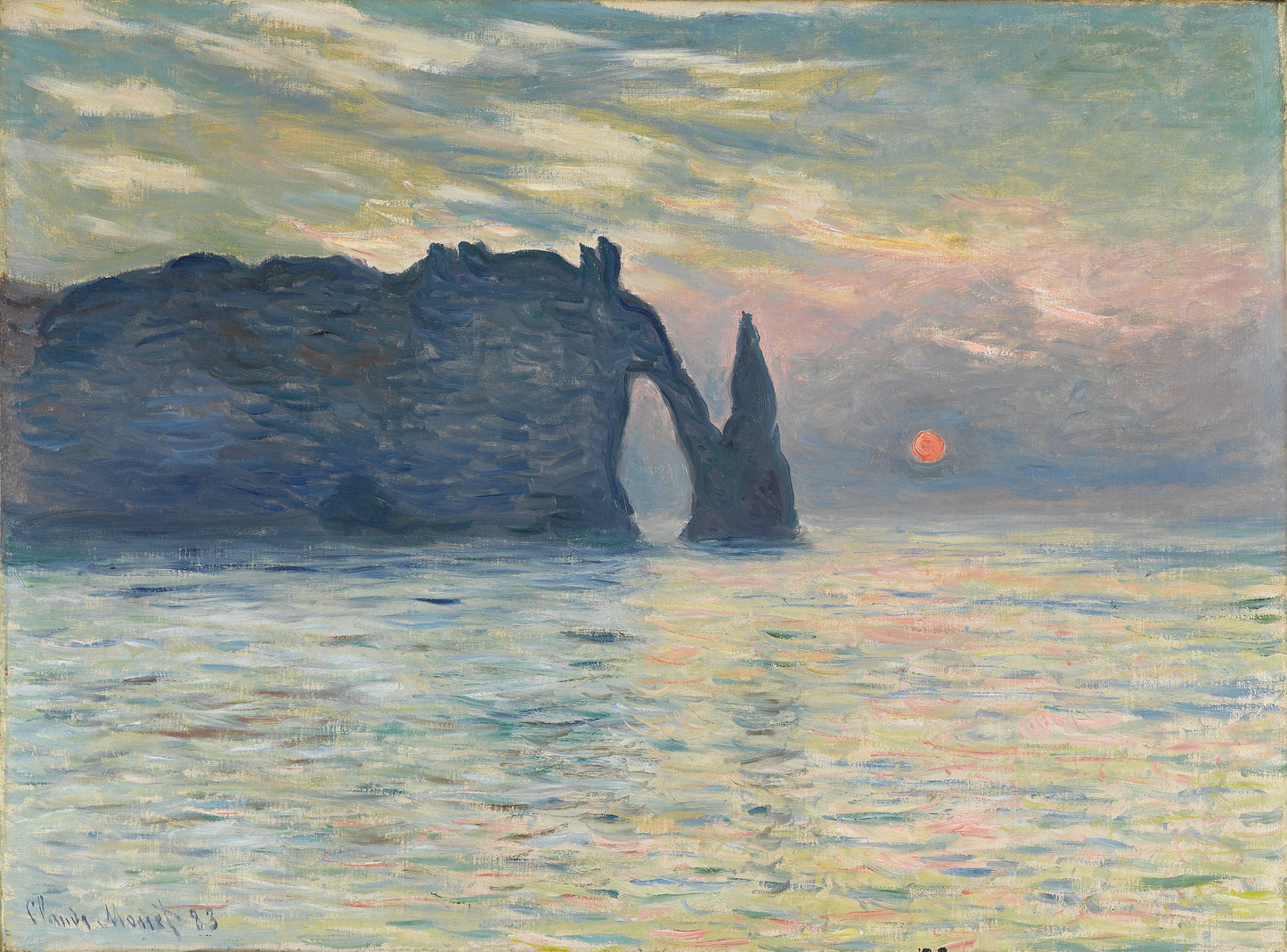 Soloppgang i Étretat – Claude Monet, 1883