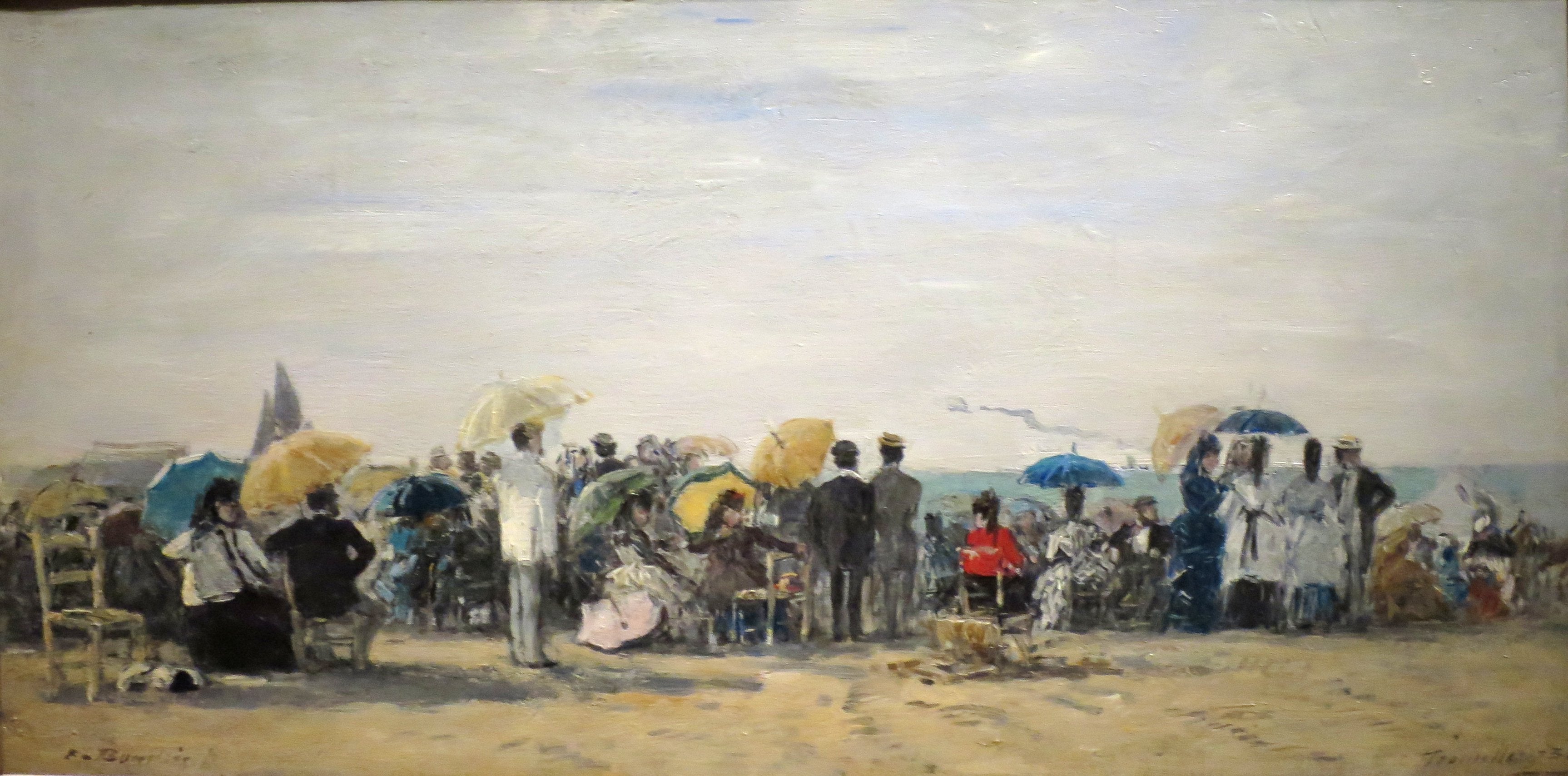 Reproduction du tableau « Plage à Trouville - Eugène Boudin » par Alpha Reproduction en peinture à l’huile