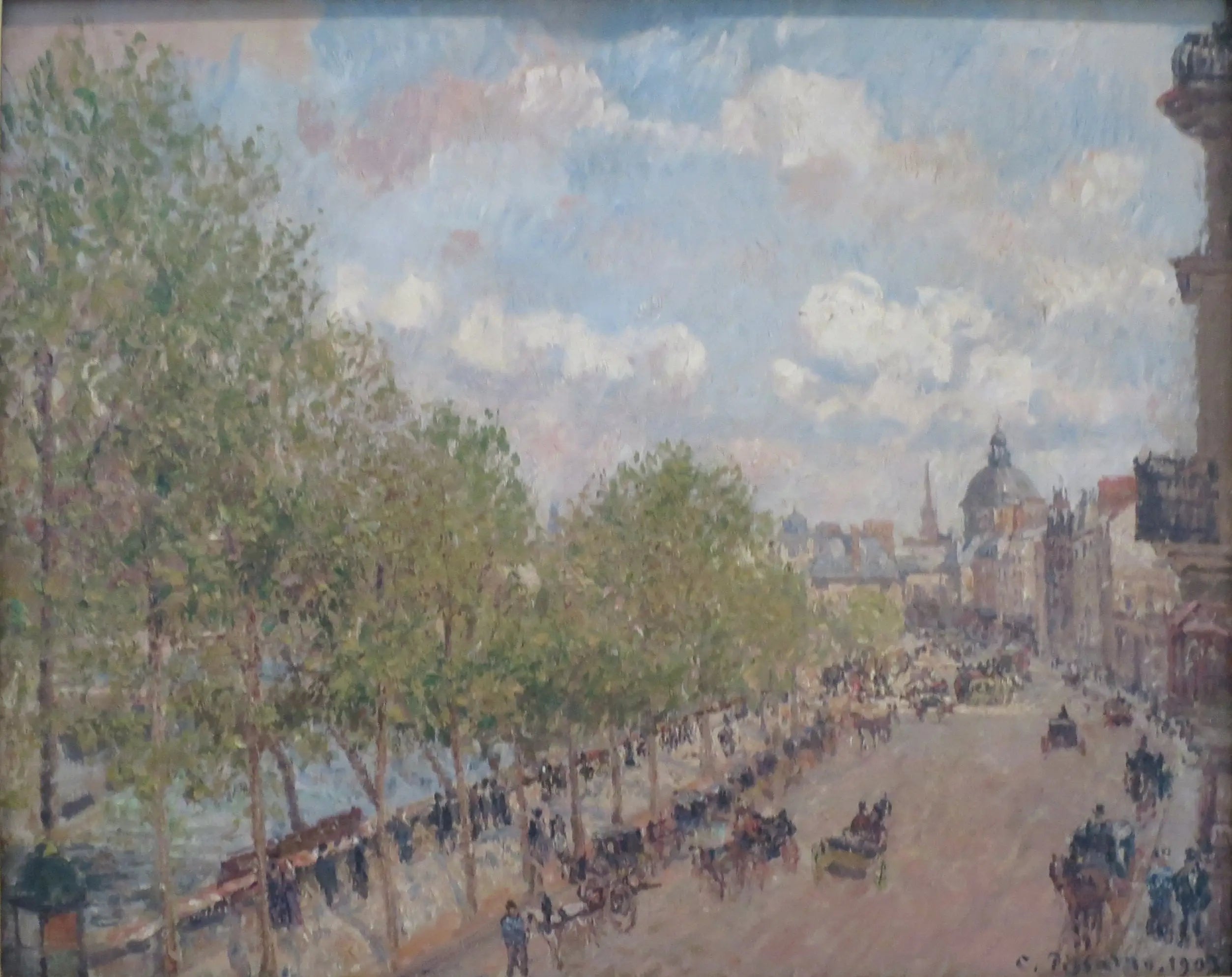 Reproduction du tableau « Le Quai Malaquais et l'Institut (de France), Printemps, Soleil (Quatrième Série) - Camille Pissarro » par Alpha Reproduction en peinture à l’huile