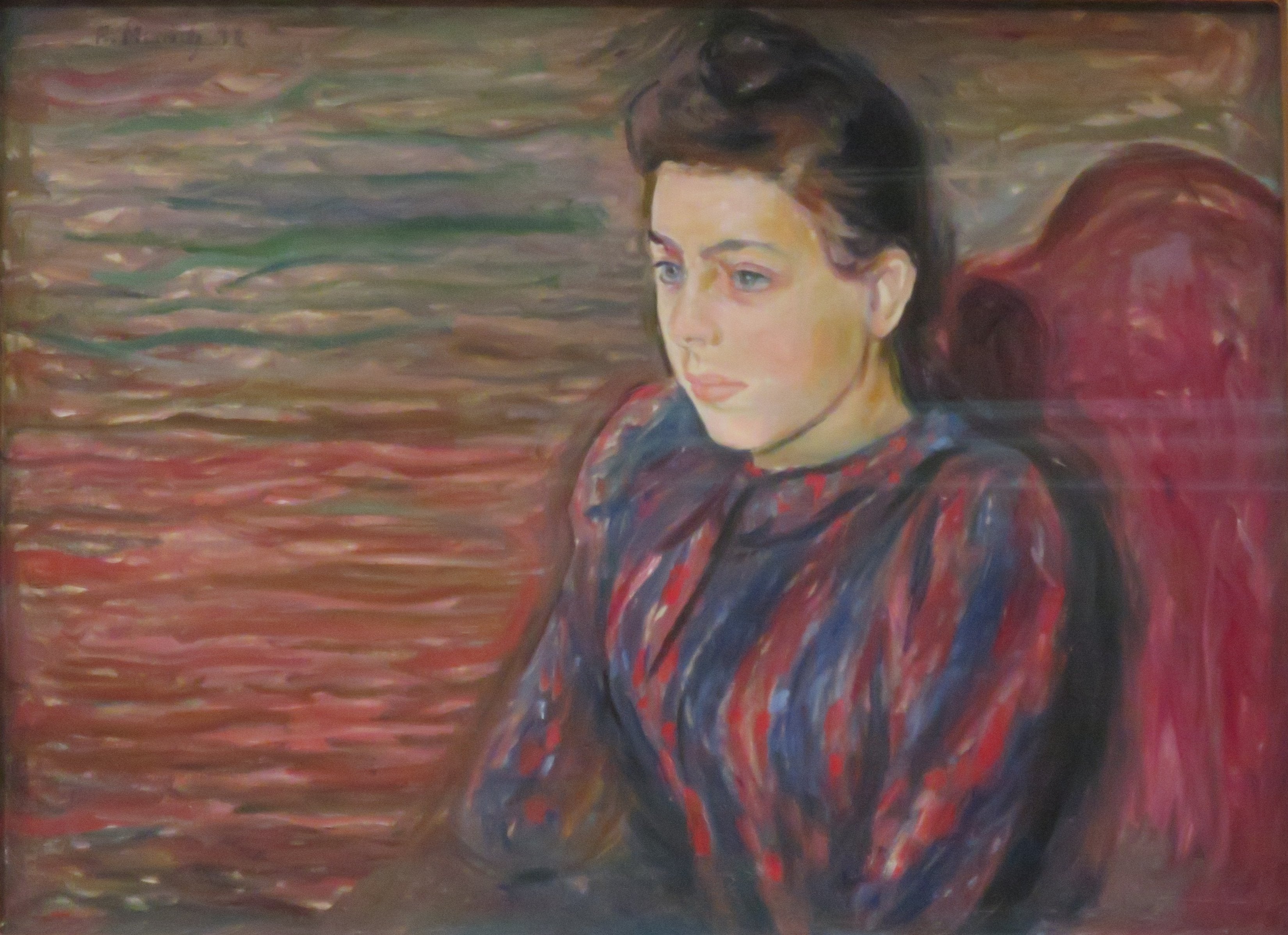 Reproduction du tableau « Jeune Femme assise - Edvard Munch » par Alpha Reproduction en peinture à l’huile