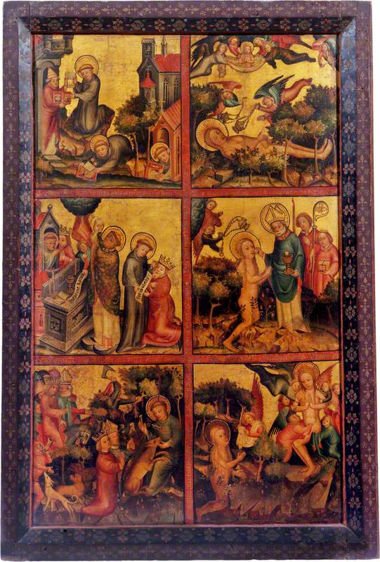 3 scener fra livet til Saint Gilles; 3 scener fra livet til Saint Marie-Madeleine (triptyk, ytre høyre panel) - Mester Bertram