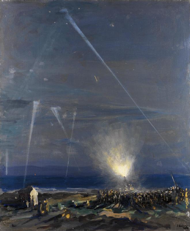 Défense côtière : un canon antiaérien de 18 livres, Tyneside - John Lavery