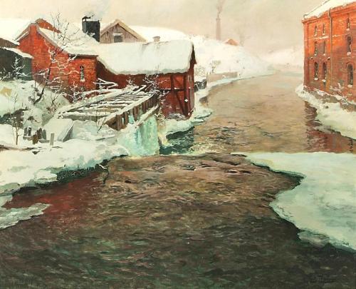 Une usine en Norvège - Frits Thaulow