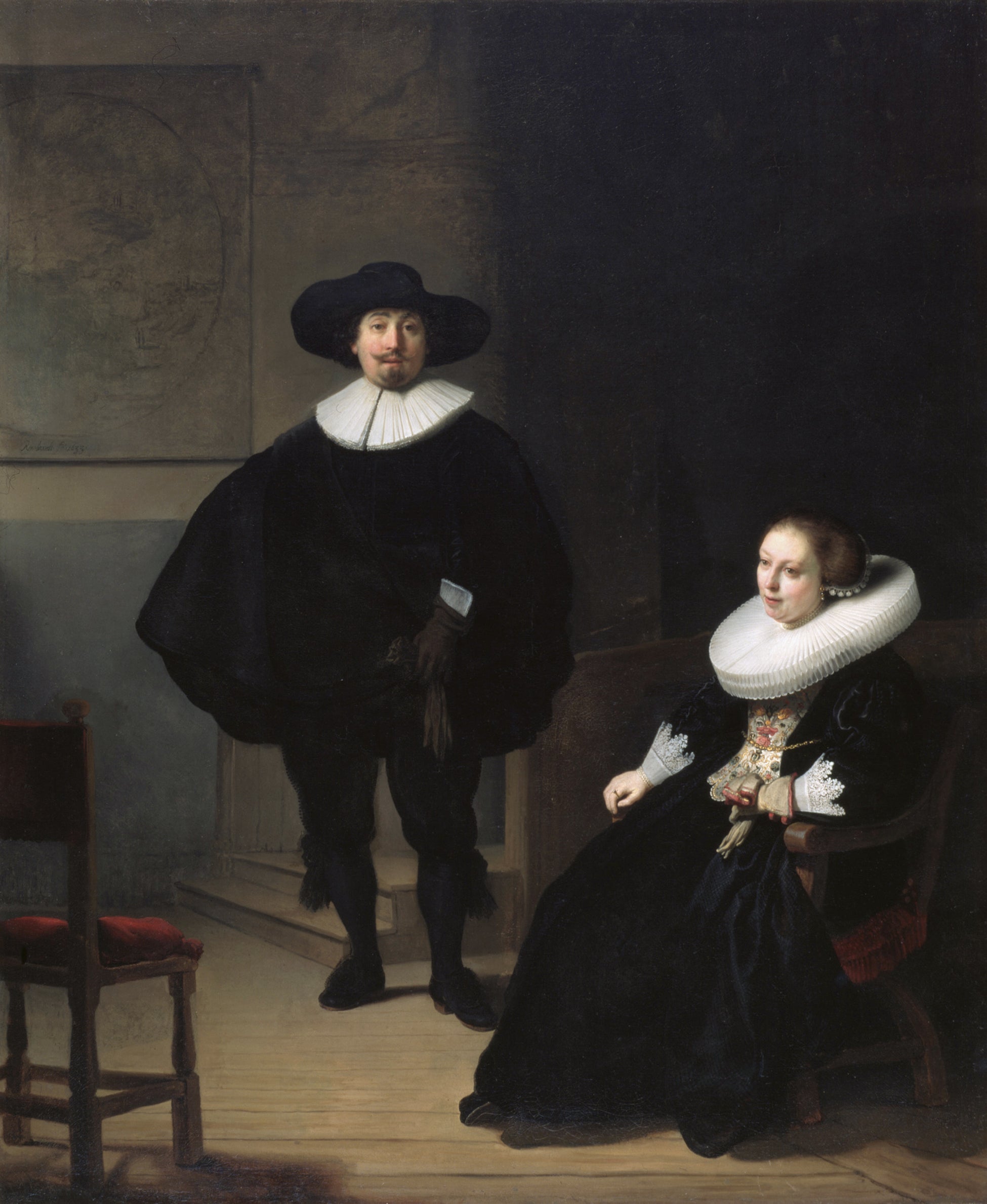 Reproduction du tableau « Une dame et un gentilhomme en noir - Rembrandt » par Alpha Reproduction en peinture à l’huile