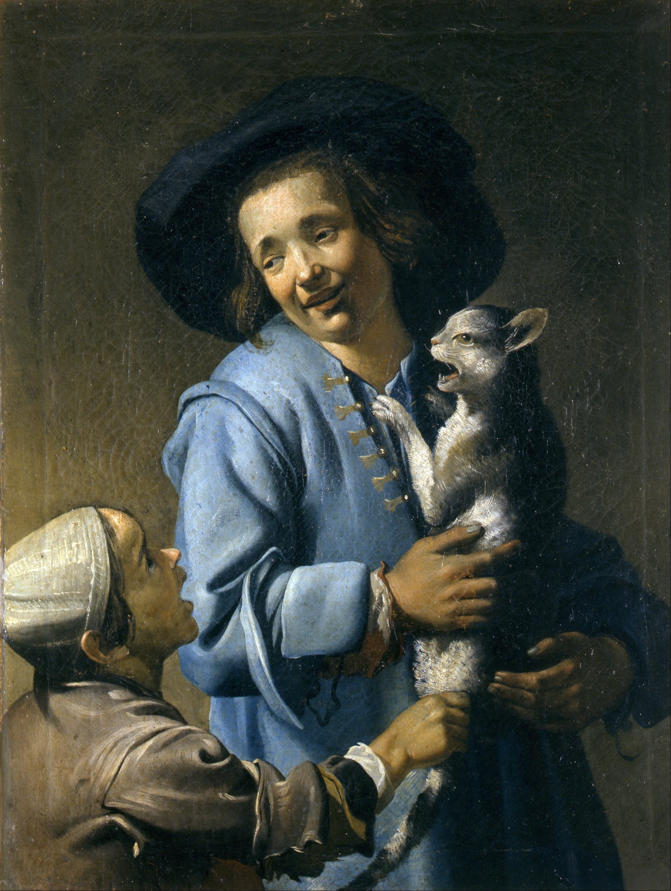 Des jeunes jouent avec le chat - Abraham Bloemaert image 1 copie de tableau peinte à la main
