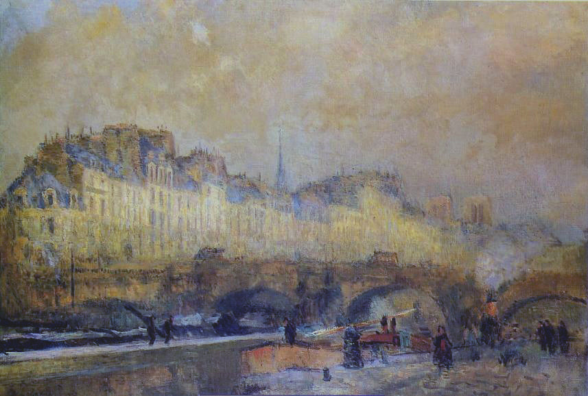 Paris, l'écluse de la Monnaie. Soleil d'hiver - Albert Lebourg