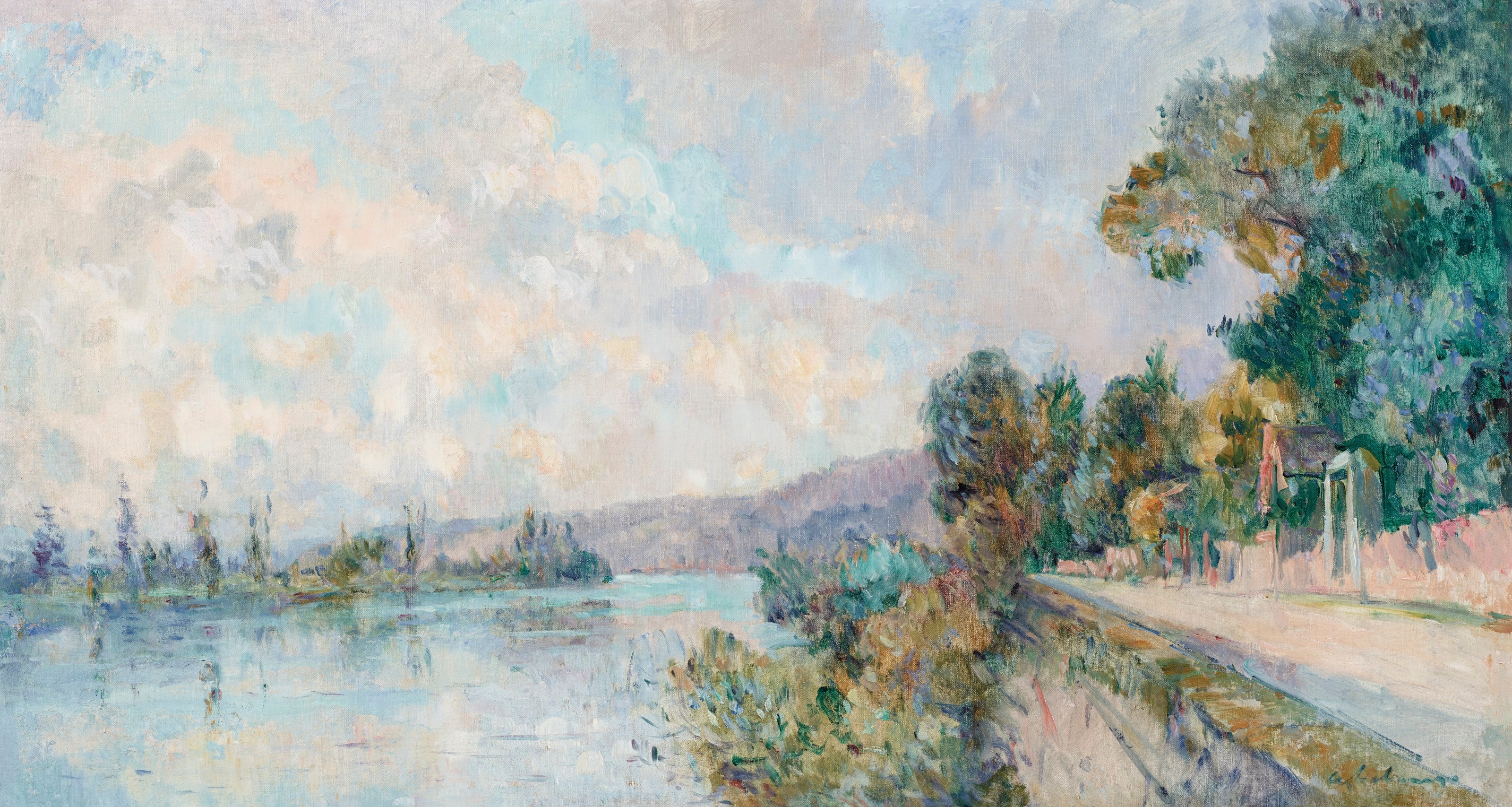 La Seine et les coteaux de Dieppedalle, vue prise de Croisset, près Rouen - Albert Lebourg