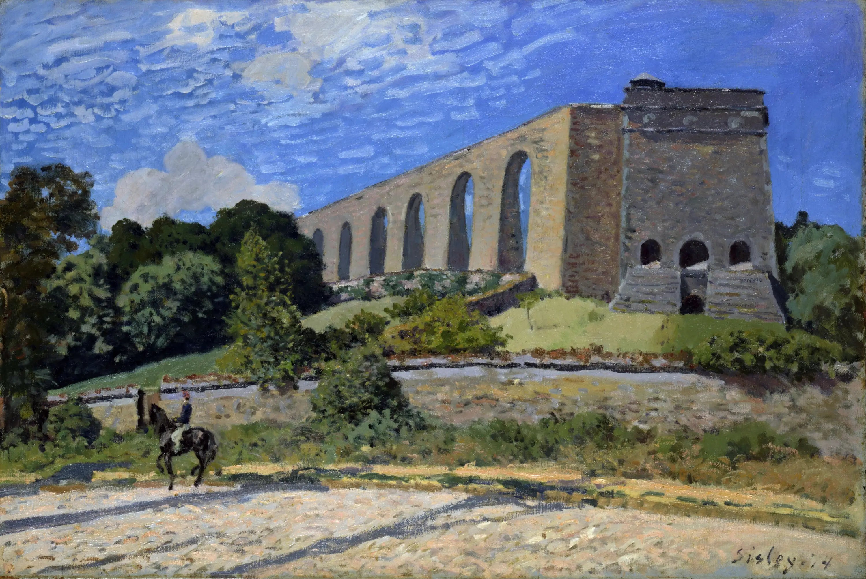 Reproduction du tableau « L'Aqueduc de Marly - Alfred Sisley » par Alpha Reproduction en peinture à l’huile