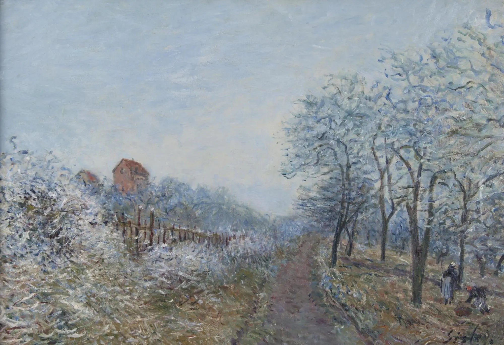 Reproduction du tableau « Le Givre à Veneux - Alfred Sisley » par Alpha Reproduction en peinture à l’huile