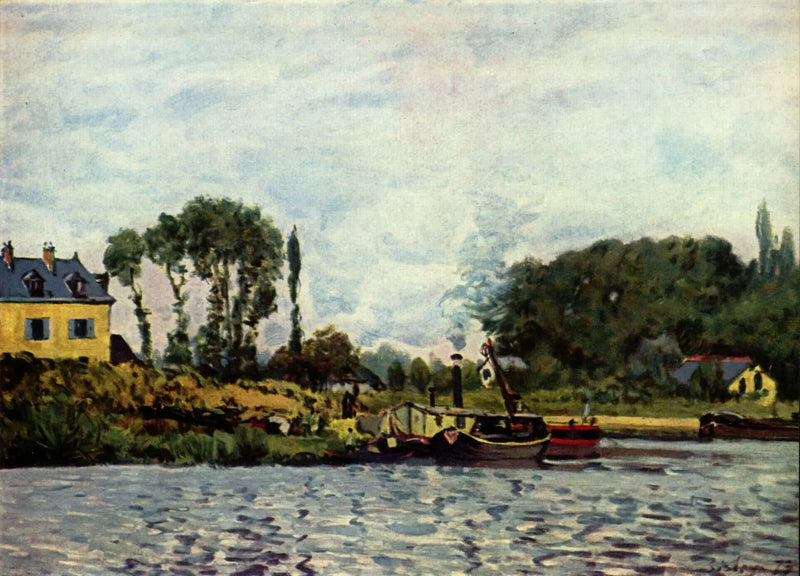 Båter ved slusen i Bougival - Alfred Sisley