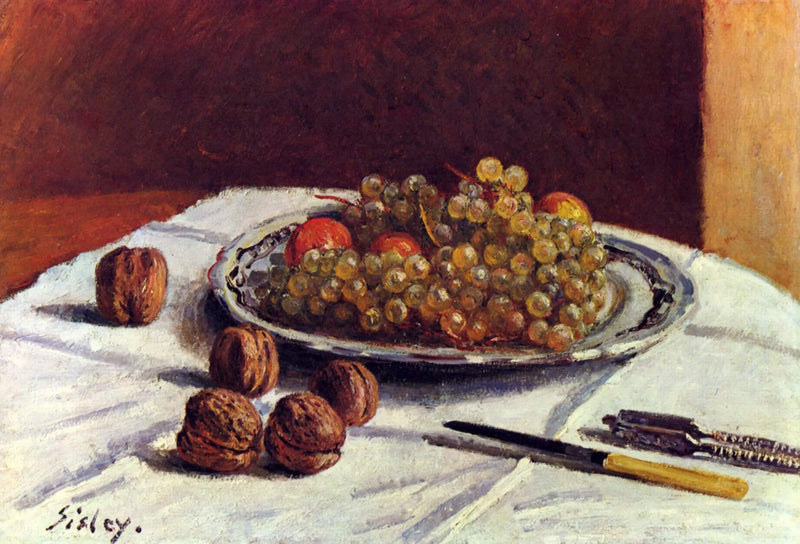 Stilleben, rosiner og valnøtter - Alfred Sisley