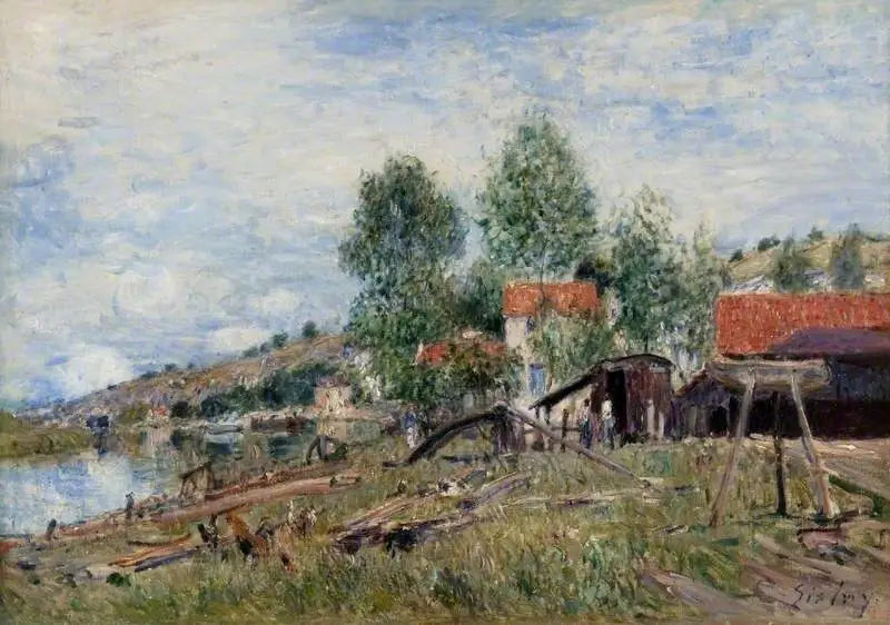 Reproduction du tableau « Chantier naval de Saint-Mammès - Alfred Sisley » par Alpha Reproduction en peinture à l’huile