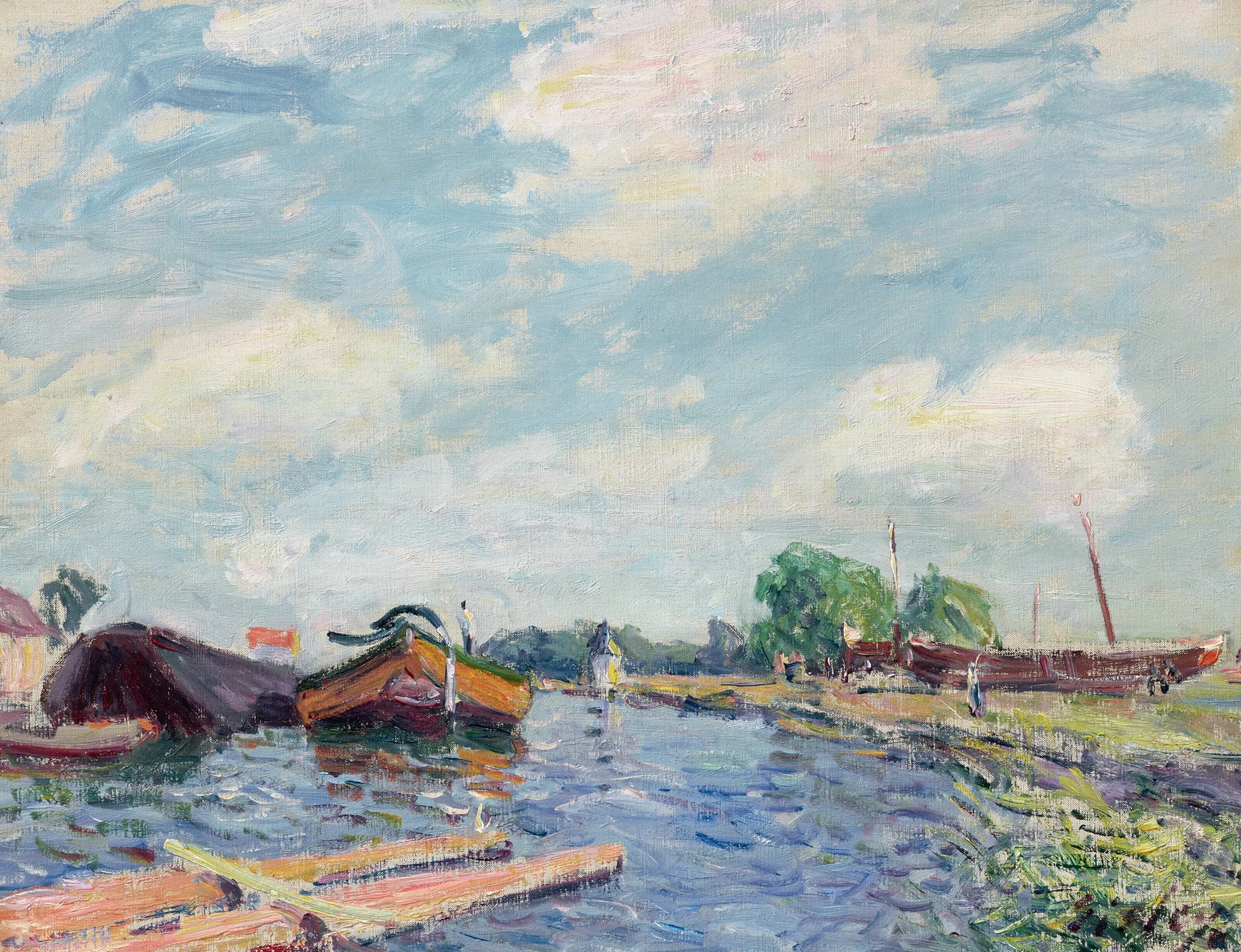 Reproduction du tableau « Canal du Loing à Saint-Mammès - Alfred Sisley » par Alpha Reproduction en peinture à l’huile