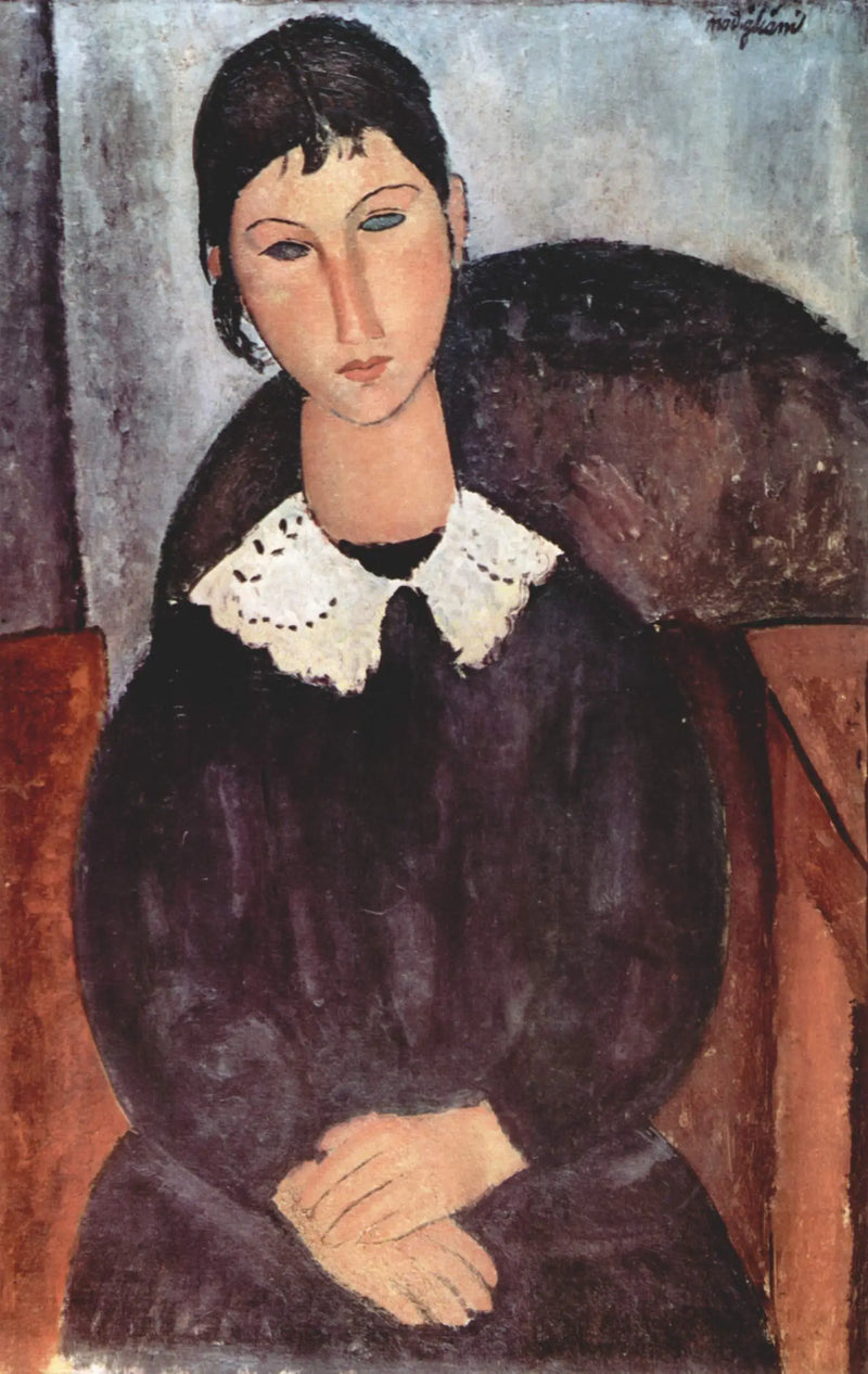 Elvire med hvit krage - Amedeo Modigliani