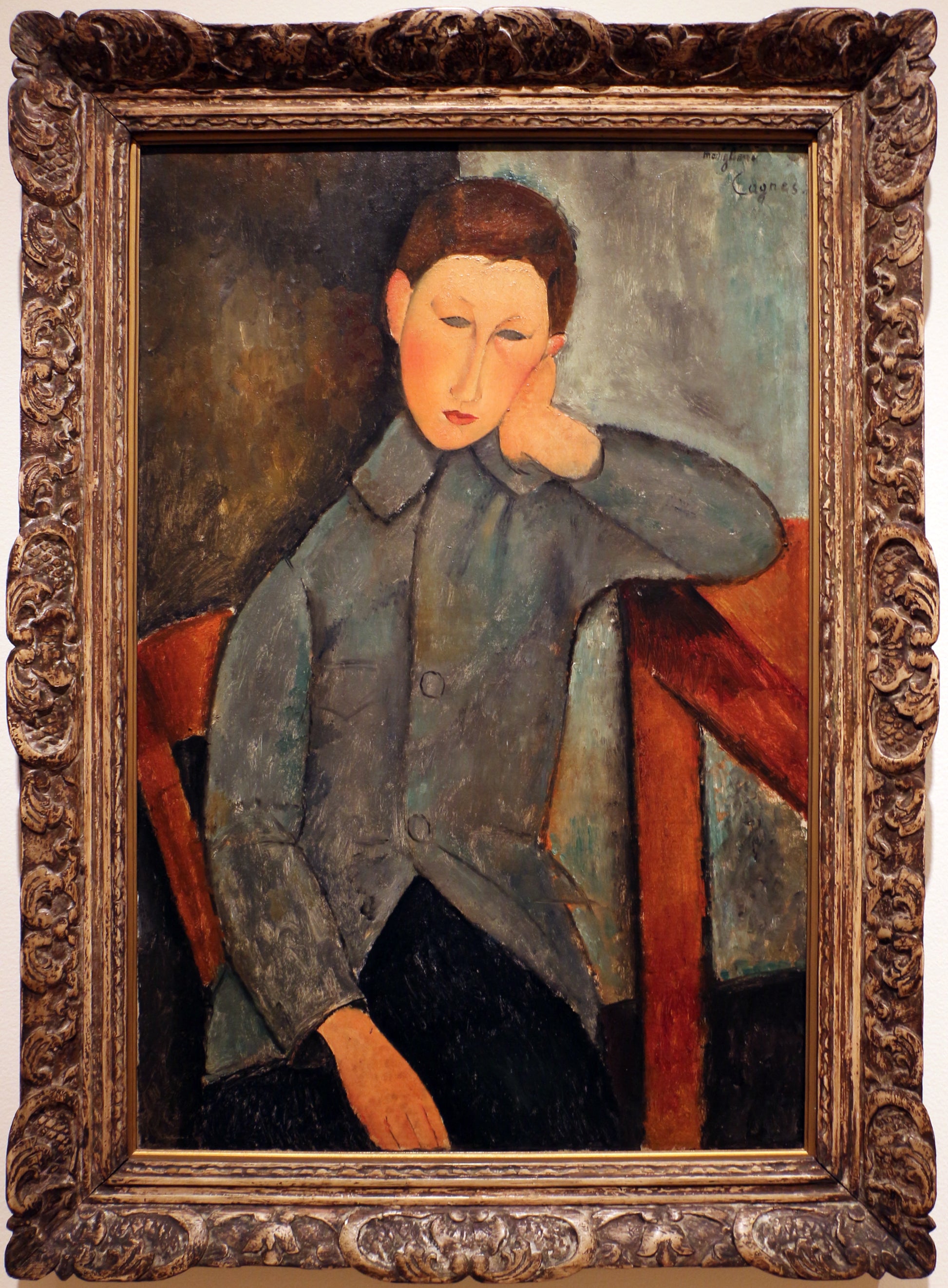 Reproduction du tableau « Garçon à la veste bleue - Amedeo Modigliani » par Alpha Reproduction en peinture à l’huile