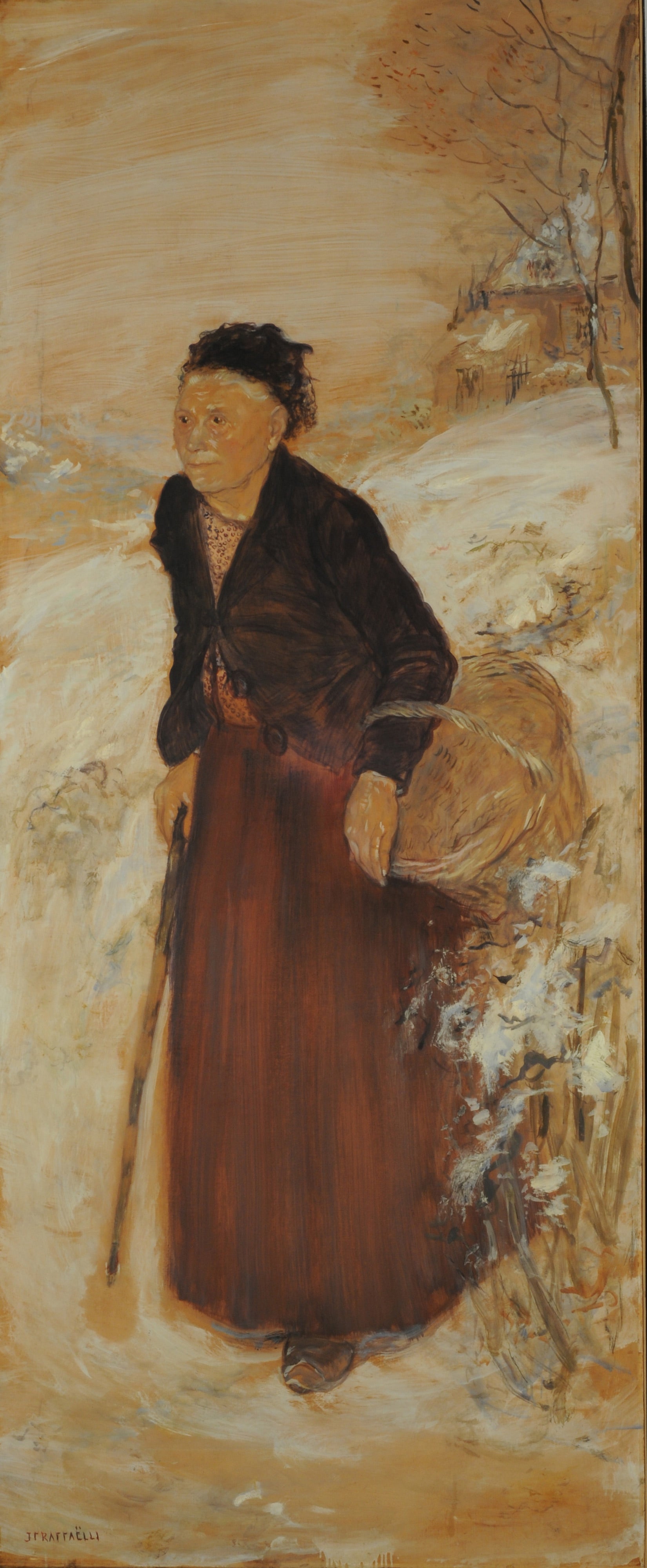 Vieille dans la neige - Jean-François Raffaëlli