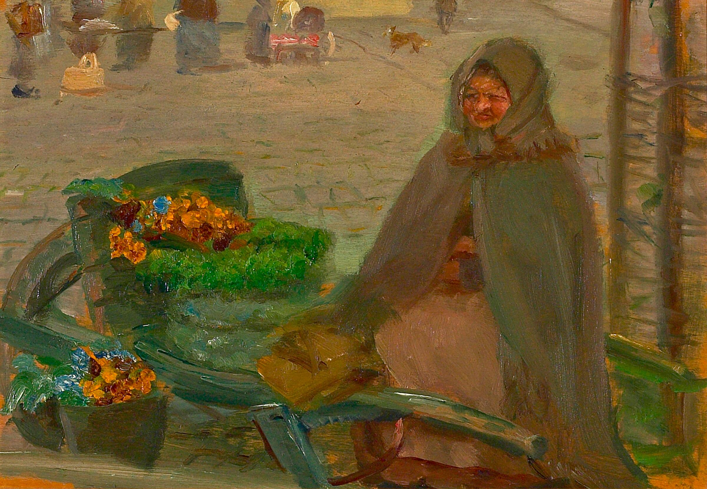 Un vendeur de fleurs avec une brouette. - Anna Ancher - Alpha Reproduction