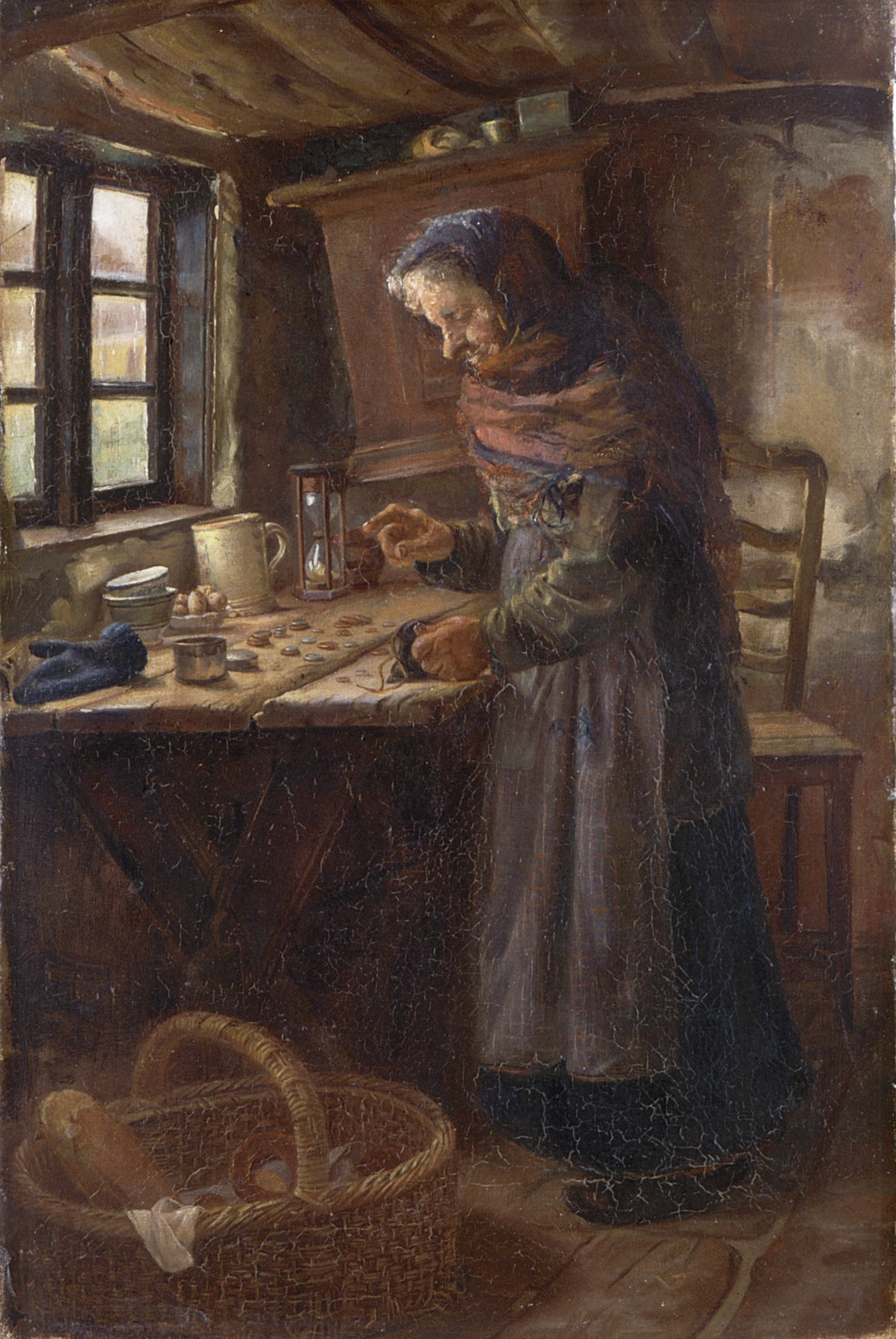 Stine Bollerhus compte l’argent gagné en vendant du pain. - Anna Ancher - Alpha Reproduction