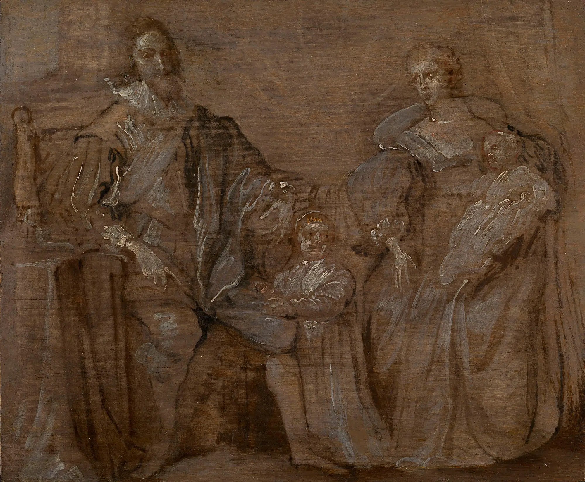 Croquis de Charles Ier et de la reine Henriette-Marie avec leurs deux enfants aînés le prince Charles et la princesse