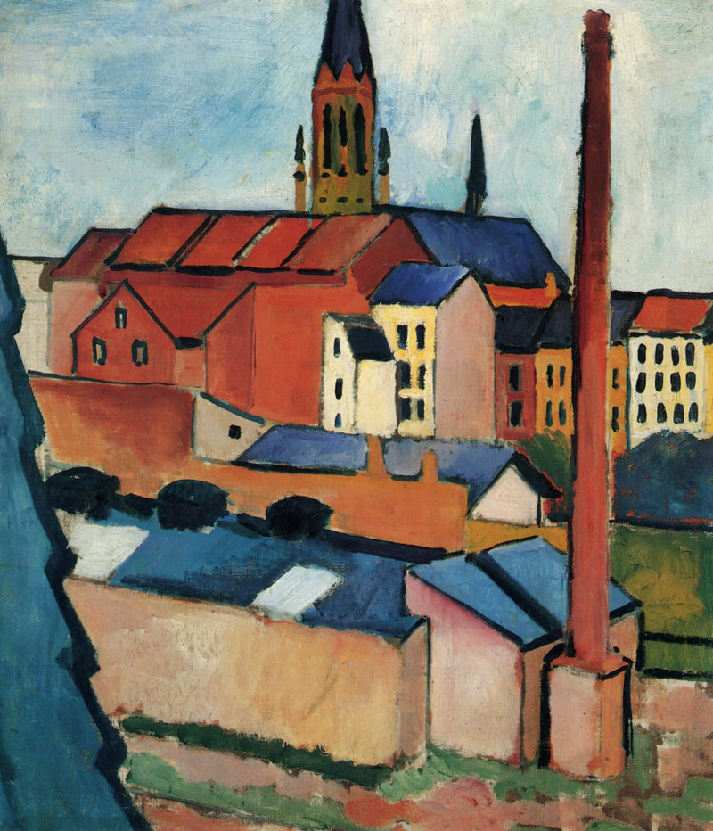 Sainte-Marie med hus og pipe (Bonn) - August Macke