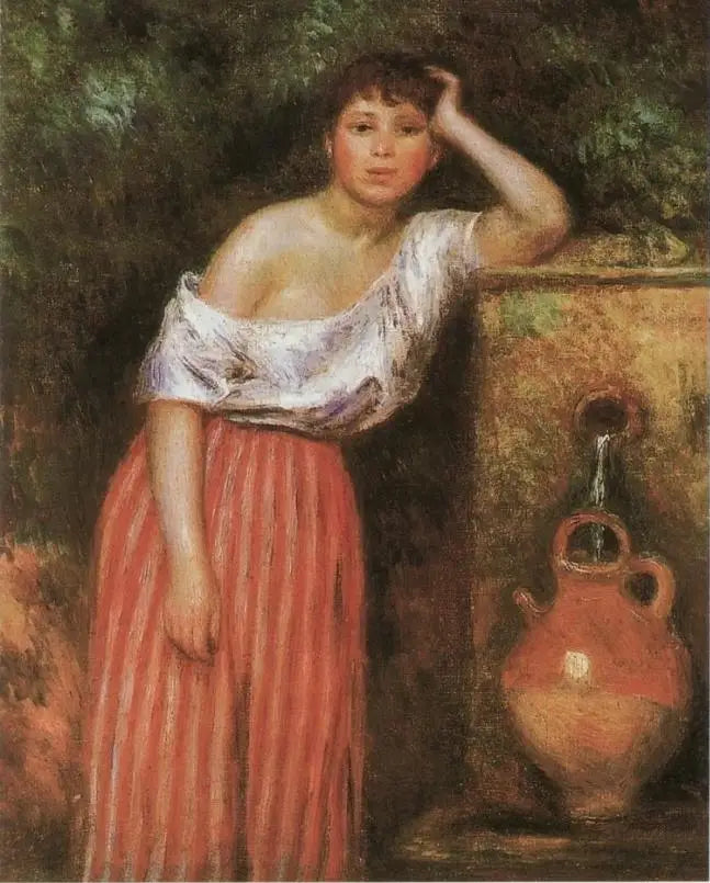 Reproduction du tableau « Fille à côté d'une fontaine - Pierre-Auguste Renoir » par Alpha Reproduction en peinture à l’huile