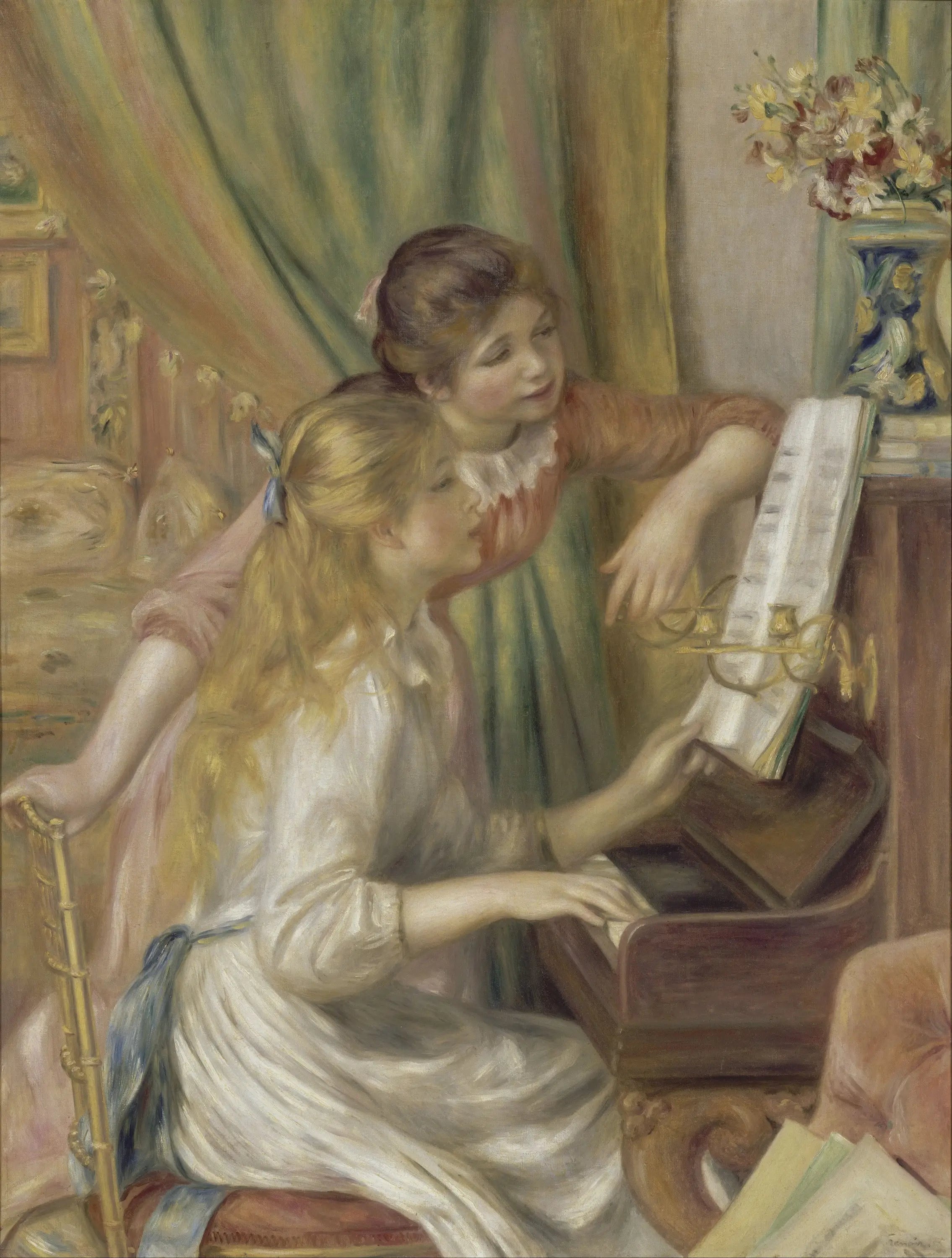 Reproduction du tableau « Jeunes Filles au piano - Pierre-Auguste Renoir » par Alpha Reproduction en peinture à l’huile