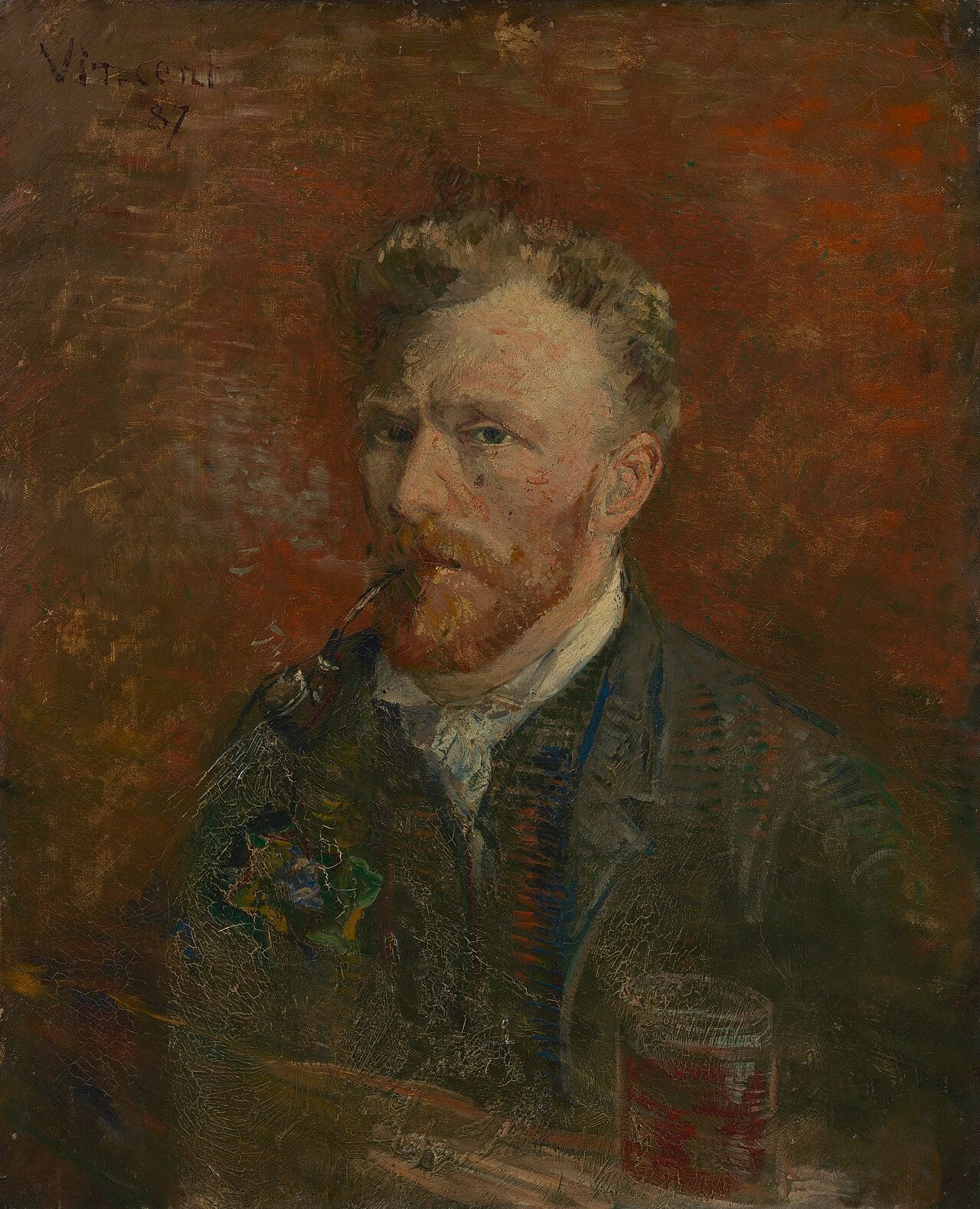 🍺 Selvportrett med pipe og glass – Vincent van Gogh (1887)