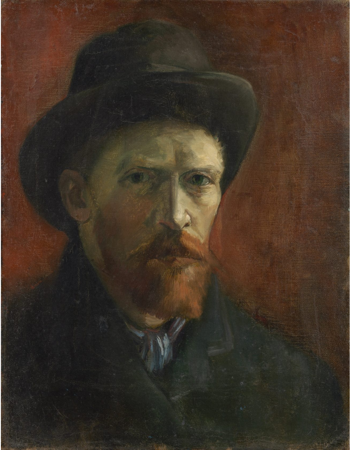 🎩 Selvportrett med en mørk filthatt – Vincent van Gogh (1886)