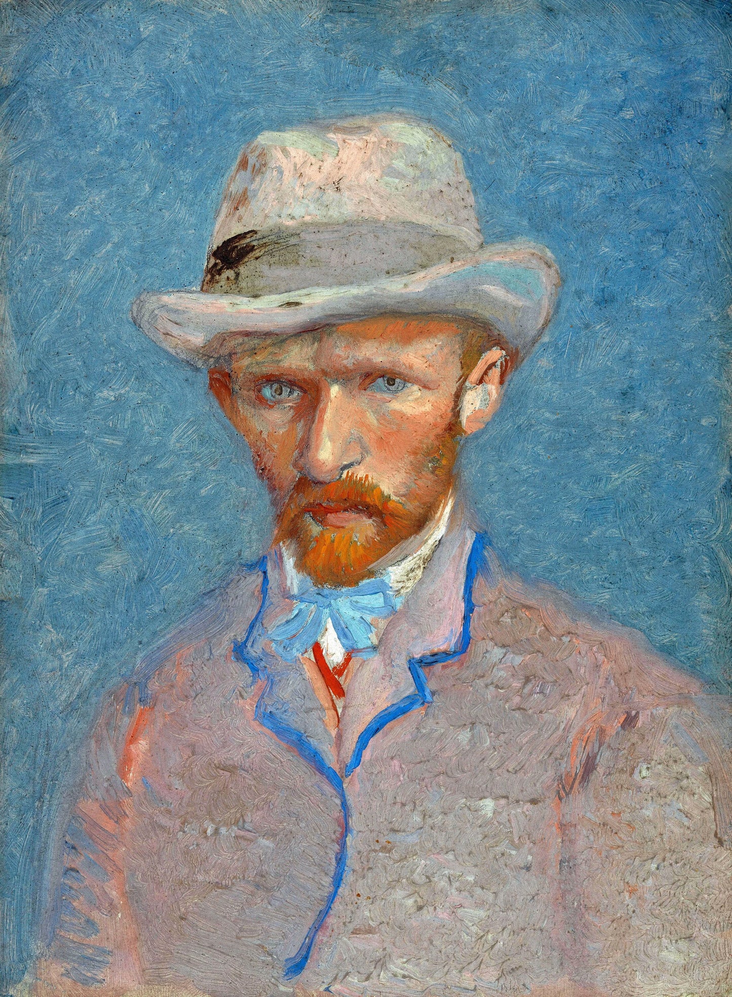 🎩 Selvportrett med grå stråhatt – Vincent van Gogh (1887)