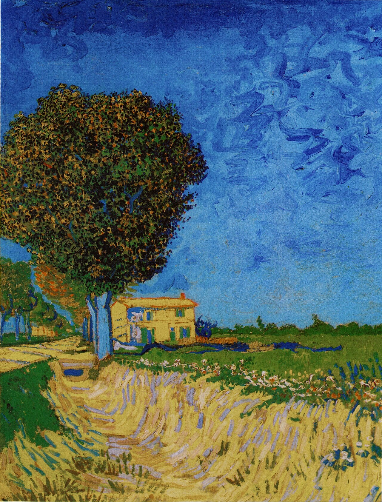 Avenue i Arles med hus - Vincent van Gogh
