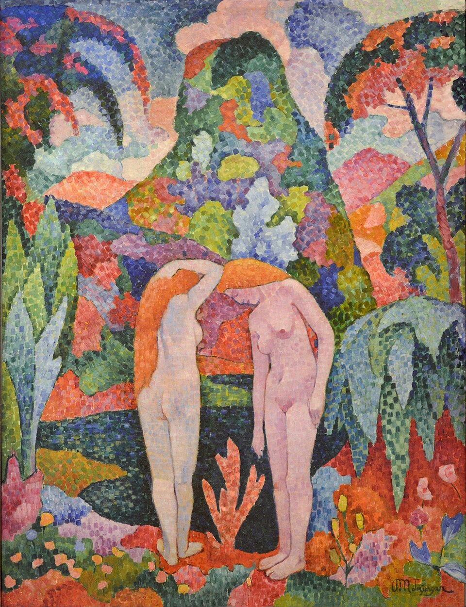 Badende, To nakne i en eksotisk hage – Jean Metzinger