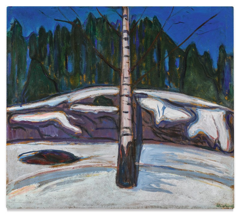 Reproduction du tableau « Bouleau dans la neige - Edvard Munch » par Alpha Reproduction en peinture à l’huile