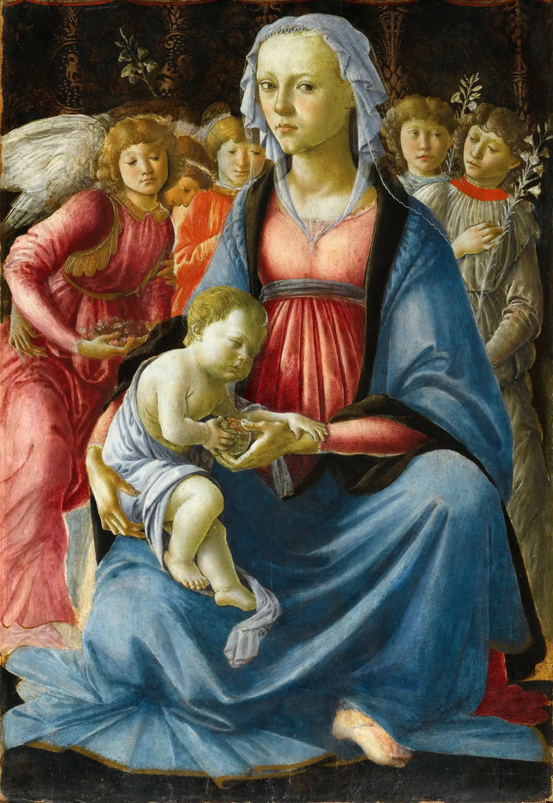 Jomfruen og Barnet omkranset av fem engler - Sandro Botticelli