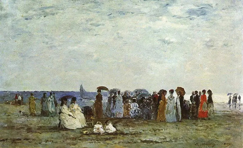 Badere på stranden i Trouville - Eugène Boudin