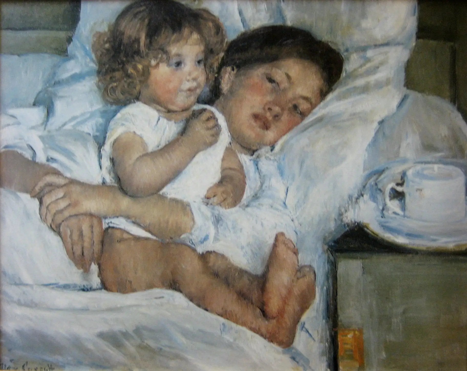 Reproduction du tableau « Petit-déjeuner au lit - Mary Cassatt » par Alpha Reproduction en peinture à l’huile