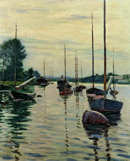 Båter fortøyd ved Seinen - Gustave Caillebotte