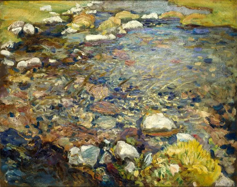 Reproduction du tableau « Val d'Aoste : un ruisseau sur des rochers - John Singer Sargent » par Alpha Reproduction en peinture à l’huile