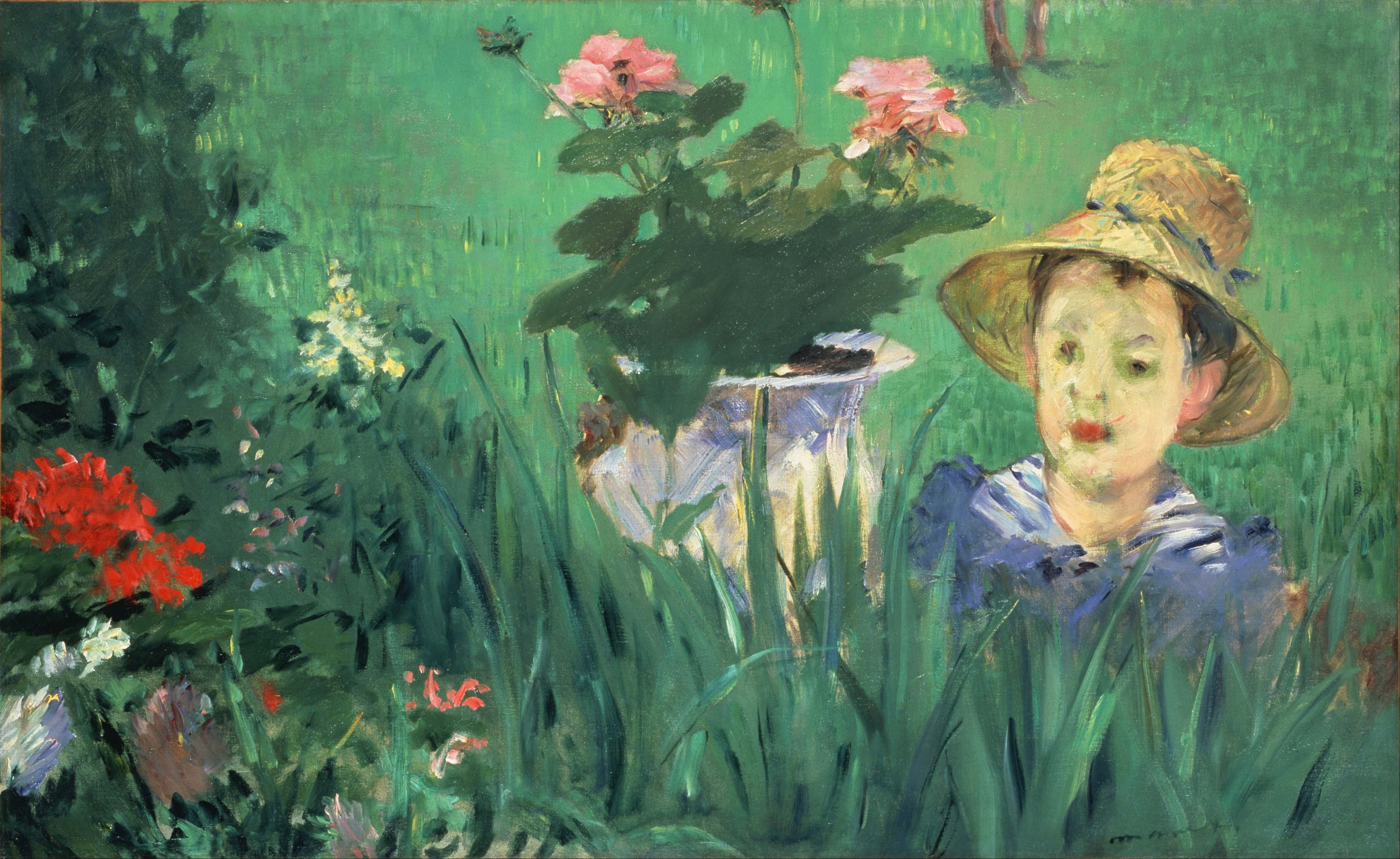 Reproduction du tableau « Garçon dans les fleurs (Jacques Hoschedé) - Édouard Manet » par Alpha Reproduction en peinture à l’huile